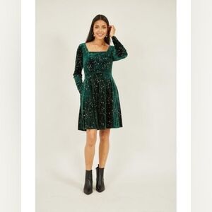 Yumi Star Foil Velvet Dress